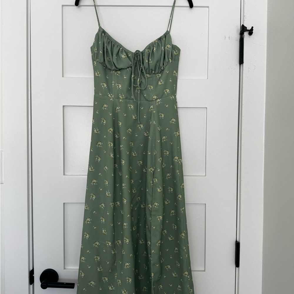 House of CB Green Floral Midi Dress